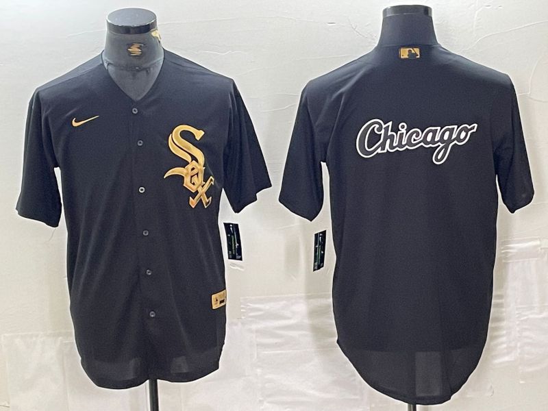 Men Chicago White Sox Blank Black gold 4 th generation Nike 2024 MLB Jersey style 4